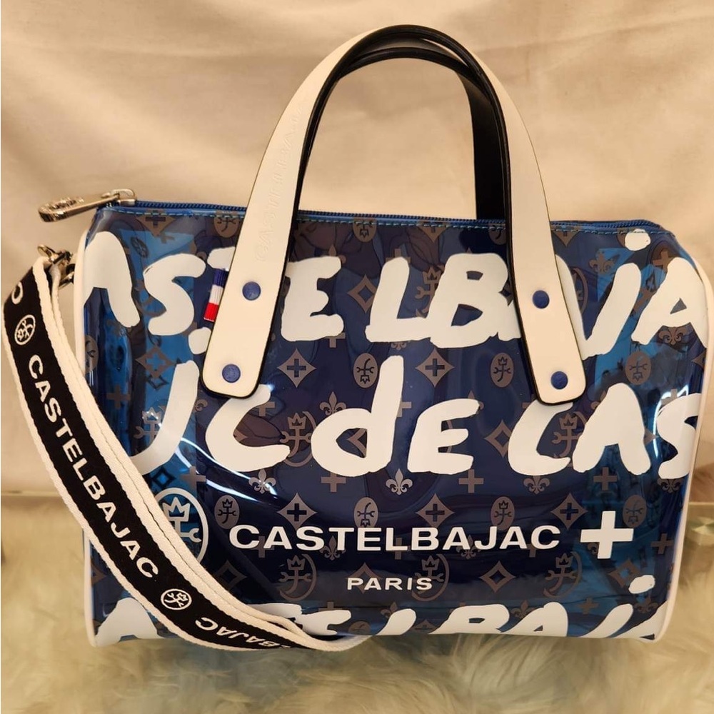 💙Castelbajac Boston Blue Clear 2 way convertible bag💙